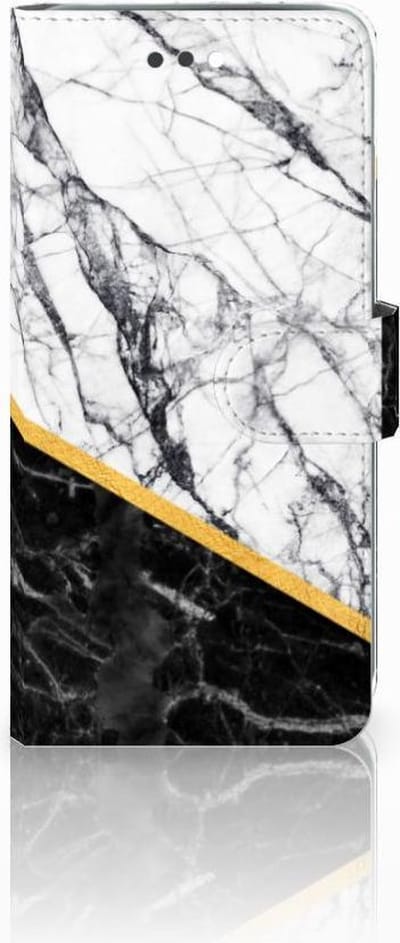 Apple iPhone 7 Plus | 8 Plus Bookcase Marmer Wit Zwart - Origineel Cadeau Man