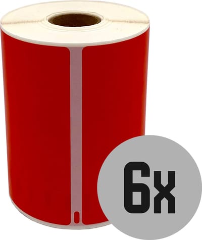 DULA Dymo Compatible labels - Rood - S0904980 - Grote verzendetiketten - 6 rollen - 104 x 159 mm - 220 labels per rol