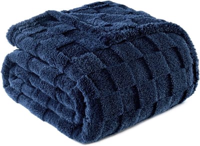 Superzachte Fleece Deken Sofa & Bed - Warm & Lichtgewicht Plaid voor Alle Seizoenen - 127x152 cm Donkerblauw