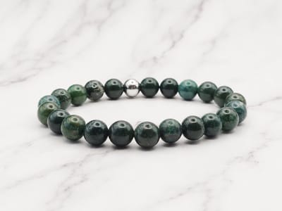 Mei's - Handmade Earth Stones - armband - RVS groen - polsmaat 16 cm