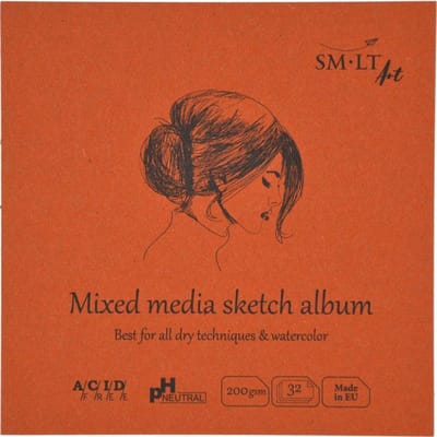 SMLT schetsboek mixed media vierkant 14 cm 200gr 32 vel FSC.