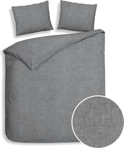 Heckett & Lane Franela - Flanel - Dekbedovertrek - Litsjumeaux - 240x200/220 cm - Dark Grey