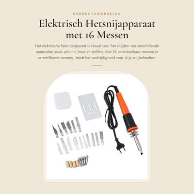 Dailygoods - Elektrisch Hetsnijapparaat met 16 Messen en Standaard