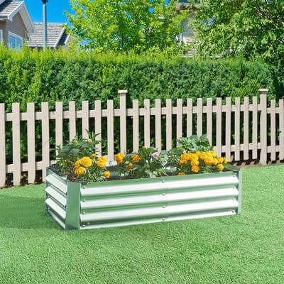 Plantenbak Celano verhoogde moestuinbak 120x60x30 cm verzinkt staal zilverkleurig [en.casa]