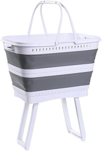 Wasmand - Opvouwbare Opberger - Kleding Opbergen - Met Handgrepen - 26 Liter - Grijs