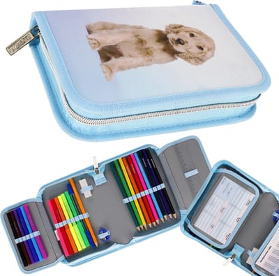 Hondje Dubbelklaps etui met inhoud, etui voor meisjes