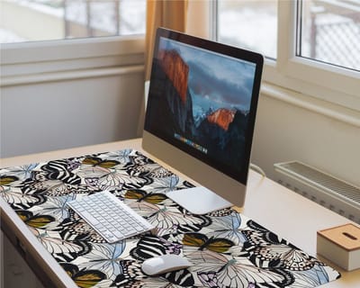 Coloray Bureau Onderlegger - Aquarelvlinders Bureau Onderlegger XXL - 100 cm x 50 cm - Veelkleurig Bureau Onderlegger - Computer Mat - Bureau Pad - Bureau Mat - Bureaumat