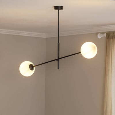 EMIBIG LIGHTING Plafondlamp Lineair, zwart/opaal, 2-lamps
