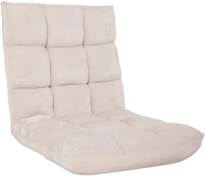 Vloer fauteuil MCW-N43, relax vloer kussen opklapbare fauteuil 6 ligstanden, stevig frame fluweel ~ creme-grijs