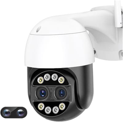 Beveiligingscamera Dubbele Lens - IP Camera CCTV - Huisbewaking - 8x Optische Zoom - 4MP - Wit