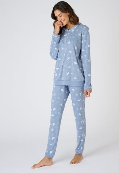 Damart - Pyjama Thermolactyl interlock mesh - Dames - Blauw - 34-36 (XS)