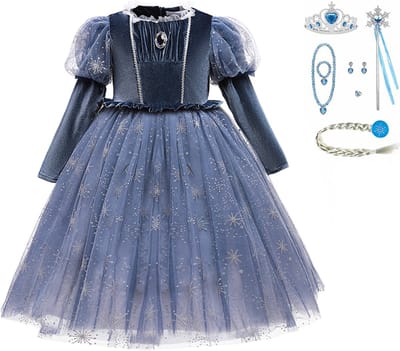 Elsa jurk - Prinsessenjurk meisje - luxe verkleedjurk - Maat 98/104 - carnavalskleding kind - verkleedkleren - Kleed