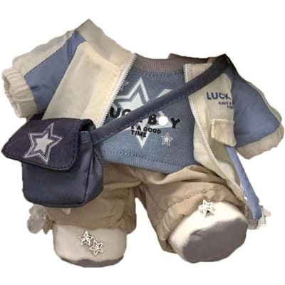 Hoodie 20cm Pluche Speelgoed Kleding Baseballpet Set Schouderband Katoenen Pop Kleding Kleding Overalls Pluche Speelgoed Kleding 20cm Pop blauw