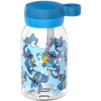 Mepal Drinkfles met rietje Campus - 450 ml - Waterfles kinderen - Lekdicht - Hygiënische draaideksel - Stitch