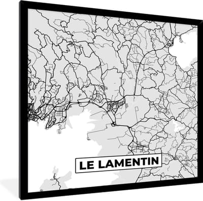 Fotolijst incl. Poster - Plattegrond - Kaart - Stadskaart - Frankrijk - Le Lamentin - 40x40 cm - Posterlijst