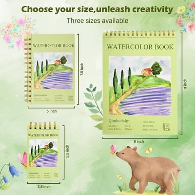 2-Pack A5 Aquarelpapier Blok | 30 Vellen 300g Dik Papier | Spiraalgebonden Schetsboek voor Waterverf en Inkt