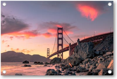 Golden Gate Bridge - zonsondergang - San Francisco, Californië - Tuinposter 90x60 - Wanddecoratie - Landschap
