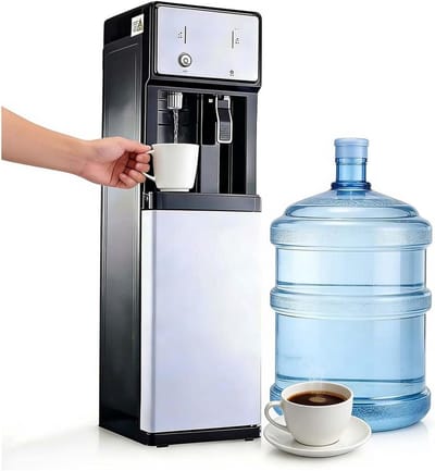 Vrijstaande Waterdispenser - Koelzuil Waterkoeler - Direct Drinken - Onderlading Fles - 105 cm Hoog - Wit