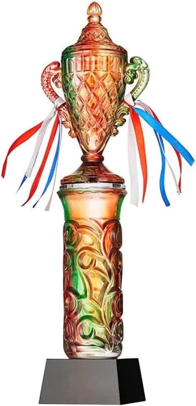 Grote Kampioenschap Trofee - Glas Kristal Prijs - Team Competitie - Gekleurd Glazuur Materiaal - 500 Grams - Gekleurd