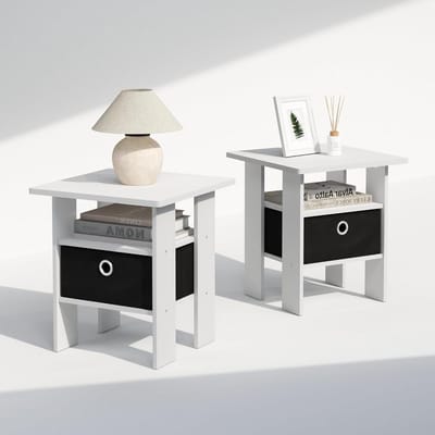 Nachtkastje Set - Slaapkamer Meubel - Opbergen Slaapkamer - Inclusief Vuilnisbak - 248 x 1161 x 3165 inch - Wit Zwart