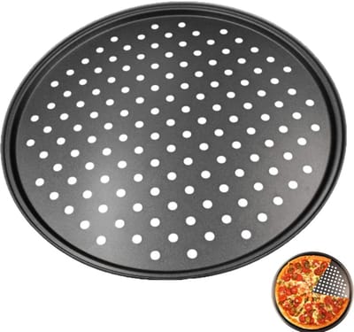 Pizzapan - bakvorm - bakplaat - braadslede - bakgerei - keukenaccessoires - geschikt voor thuis, in de keuken en in restaurants - zwart - 24*24*1,2 cm