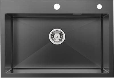 CECIPA max Spoelbak voor keuken 40x44CM - Spoelbak Keuken Antraciet - Spoelbakken met Afdruip - Enkele spoelbakken