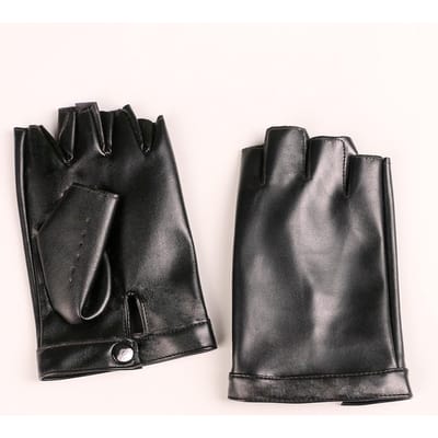 Nouveau Style Gants en Cuir Demi-doigts de Danse pour Femmes Nightclub Danse de Performance Danse de Rue Performance Gants en Cuir PU One Size gray