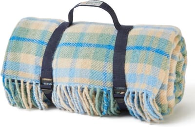 Tweedmill Picknickkleed POLO COTTAGE CHECK | 100% Wol - Waterdicht XXL | | 183x145cm | Buiten Picknickdeken - Buitenkleed - Deken Plaid Geblokt Blauw