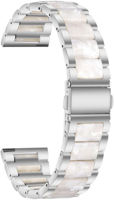 Stalen bandje - geschikt voor Garmin Venu 2s / 3s / 4 (41mm) / Vivoactive 4s / Forerunner 255s / 265s - Huawei Watch GT 5 Pro - 42mm / GT 6 / GT 5 / GT 4 - 41mm - rvs - zilver wit