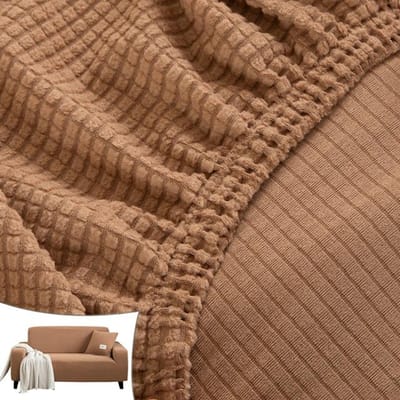 Housse de canapé d'angle élastique Jacquard Polaire Simple Housse de canapé Forme en L Housse de canapé Housse de banc Ensembles 1 /2 /3 /4 places Housse de protection 4-seat 235-300cm