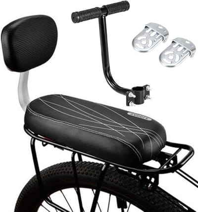 Kinderfietsstoel - Fietszadel kinderen - Veilig Fietsen - Met Rugleuning - 37 cm - Zwart