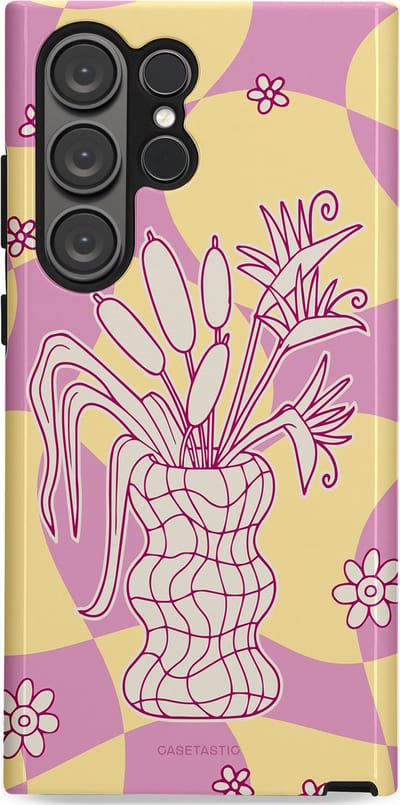 Casetastic Hoesje Geschikt voor Samsung S23 Ultra - Stijlvolle Beschermende Duo-layer Case - Bosje vol roze