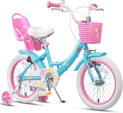Meisjesfiets - Kinderfiets prinses - Leren fietsen - Meegroeiend frame - 16 inch - Blauw
