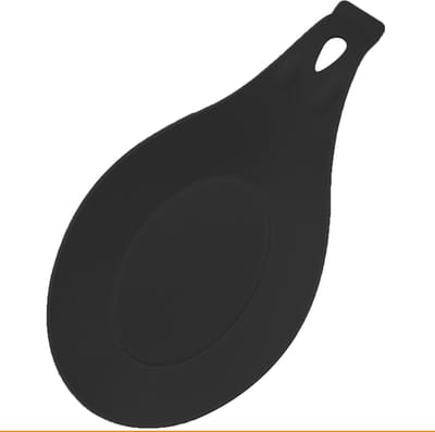 Siliconen lepellegger, goede opslag in de keuken, lepelplank in amandelvorm, keukenartefact, koken, voor plaatslepel, braadlepel, lepellegger, voor koks (zwart)