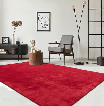 the carpet RELAX – Extra Zacht & Wasbaar Vloerkleed tot 30°C met Antislip Onderzijde – Fluweelachtige Structuur – Voor Slaapkamer of Woonkamer – Rood, 140 x 200 cm