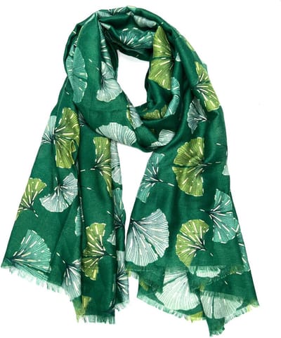 Lange dames sjaal Ariana fantasiemotief smaragd groen donker lime goud amazon mos mint zwart