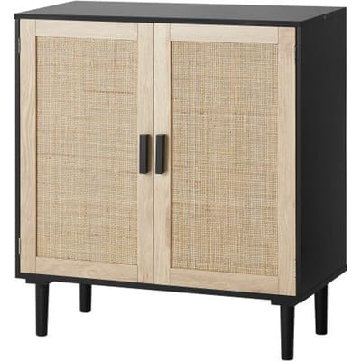VEVOR Rotan kast Rotan ladekast 1 stuk Opbergkast met 2 magnetische deuren, dressoirkast met verstelbare planken, ideaal voor hal, entree, woonkamer of keuken