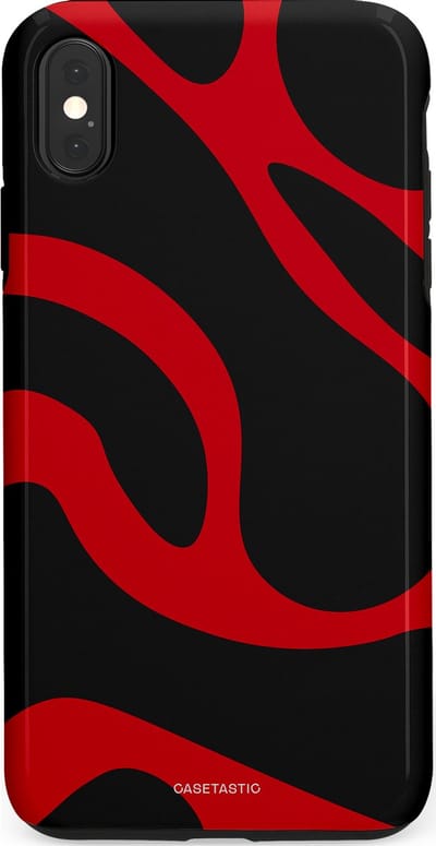 Casetastic hoesje geschikt voor Apple iPhone XS Max - Dubbellaagse bescherming - Vurige Zwarte Lava Stroom - Fashion Case - Zwart Rood
