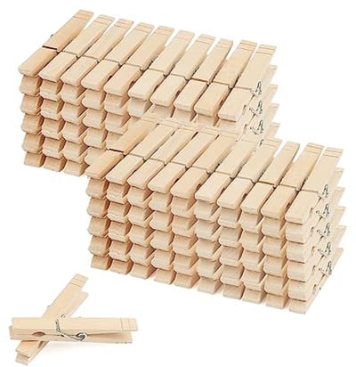 Houten Wasknijpers 100 Stuks - 8,4 cm Ambachtelijke Clips voor Kleding en Decoratie
