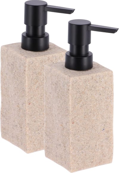 Tendance Zeeppompje/dispenser Ruby - 2x - creme - kunststeen - 18 cm - 260 ml
