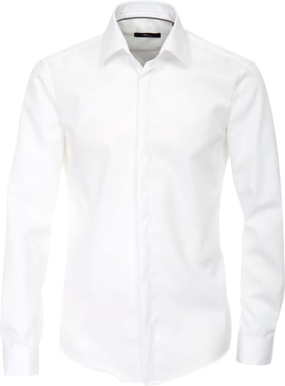VENTI modern fit smoking overhemd - dubbele manchet en Kent kraag - wit - Strijkvrij - Boordmaat: 40