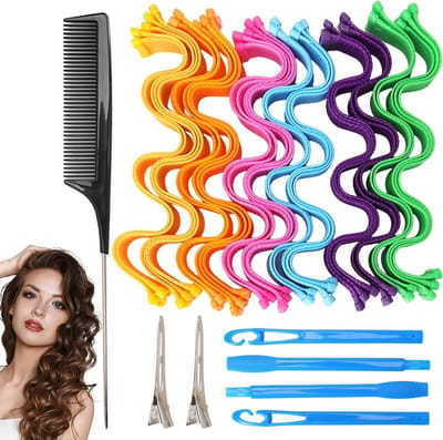 35-delige krultang set voor golvend haar, inclusief stylinghaken voor alle haartypes, ideaal voor nachtelijk gebruik en spiralen van 30 cm