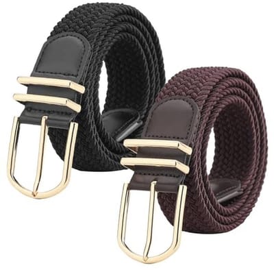 Elastische Gevlochten Riem voor Dames en Heren - 2 Stuks Stretchriem voor Jeans en Broeken