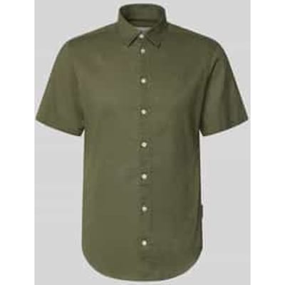 slim fit vrijetijdsoverhemd van mix van katoen en linnen model 'AKSEL'