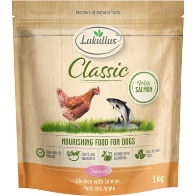Lukullus Classic Junior Kip & Zalm - 1 kg Nieuw Receptuur