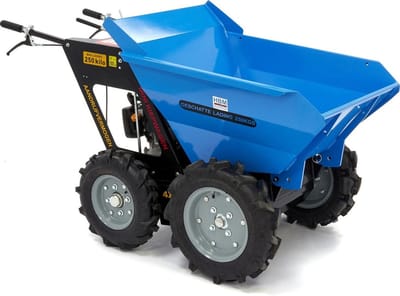 HBM 250 kg mini dumper met kiepbak 6,5 pk - 196 cc, 4x4, 4 versnellingen vooruit, 1 achteruit