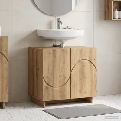 vidaXL - Badkamerkast - Artisanaal - eiken - 60 - x - 41 - x - 58 - cm - Bewerkt - hout