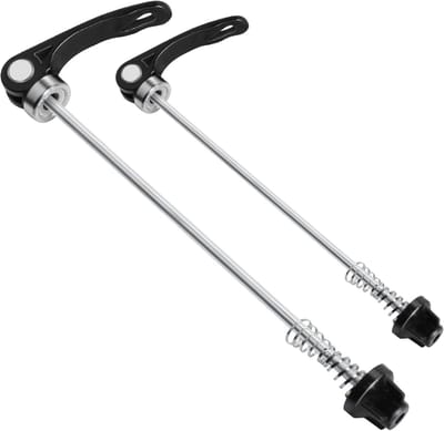 Set van 2 Snelle Ontgrendelingsas voor Fietsen - Aluminium Achterwielas voor MTB en Racefietsen, Zilver en Zwart
