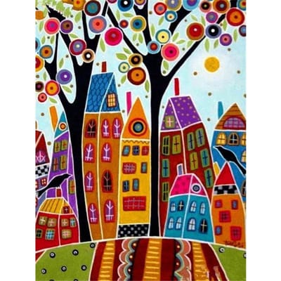 Peinture diamant thème  maisons d'arbres abstraites , perceuse ronde complète 5D, à faire soi-même, broderie, point de croix, décoration d'intérieur 20X30CM black
