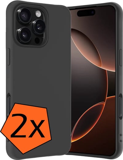 Hoes - 2 Stuks - Geschikt voor Apple iPhone 16 Pro - Sterk & Shockproof - Case Siliconen - Back Cover - Telefoon Hoes - Zwart